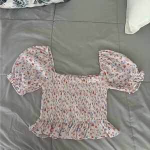 Forever 21 Multicolor Floral Smocked Blouse